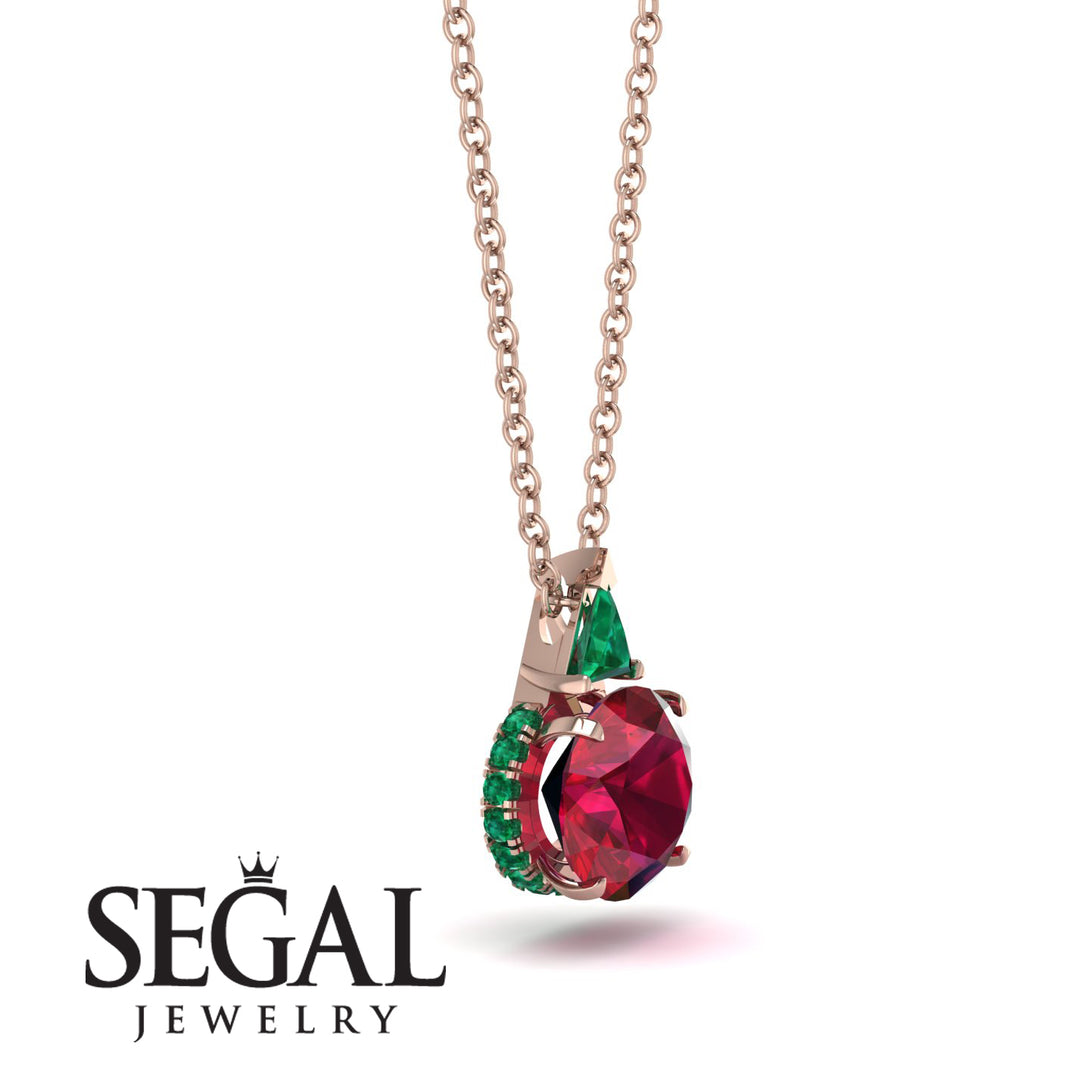 Hidden Halo Ruby Necklace - Rosalie No. 26
