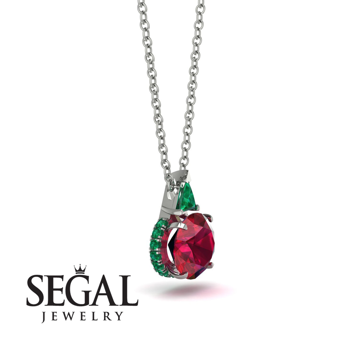 Hidden Halo Ruby Necklace - Rosalie No. 27