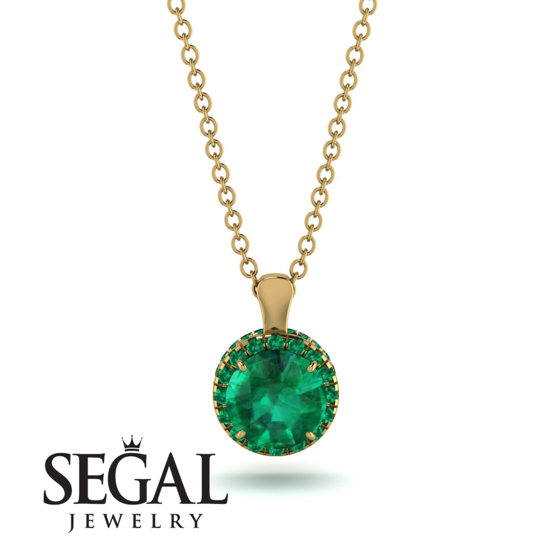 Hidden Halo Emerald Necklace - Catalina No. 19