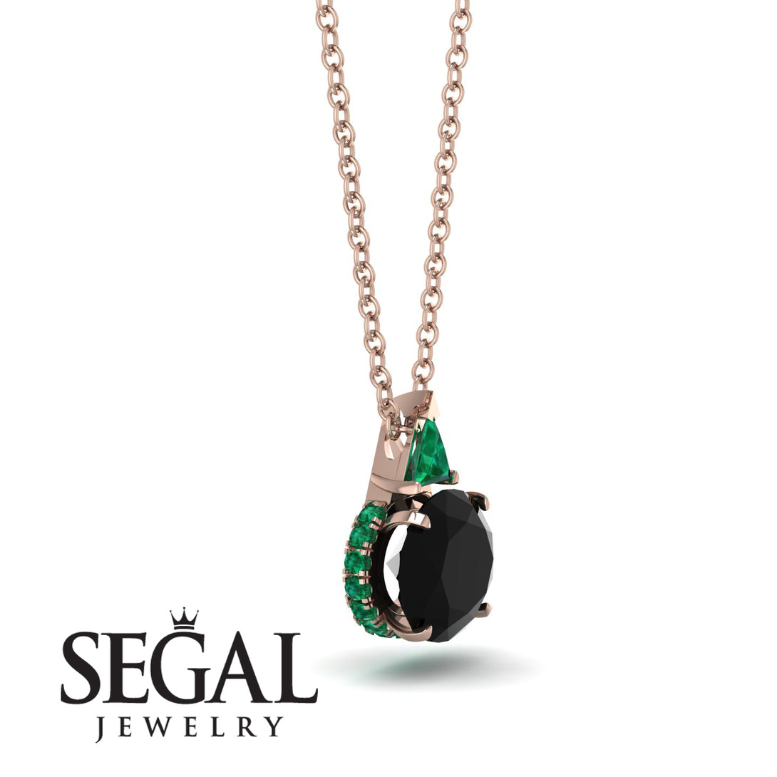 Hidden Halo Black Diamond Necklace - Rosalie No. 23