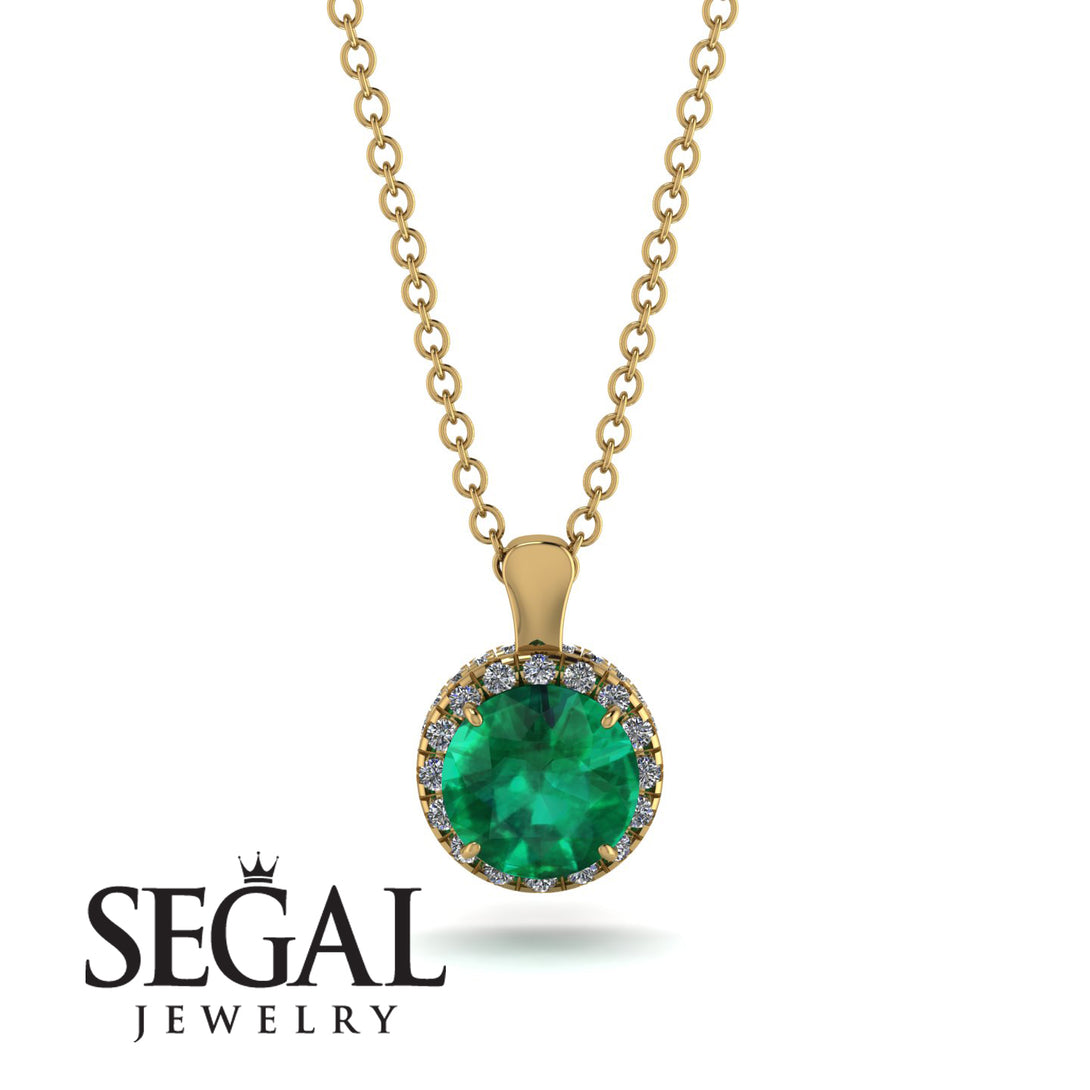 Hidden Halo Emerald Necklace - Catalina No. 4