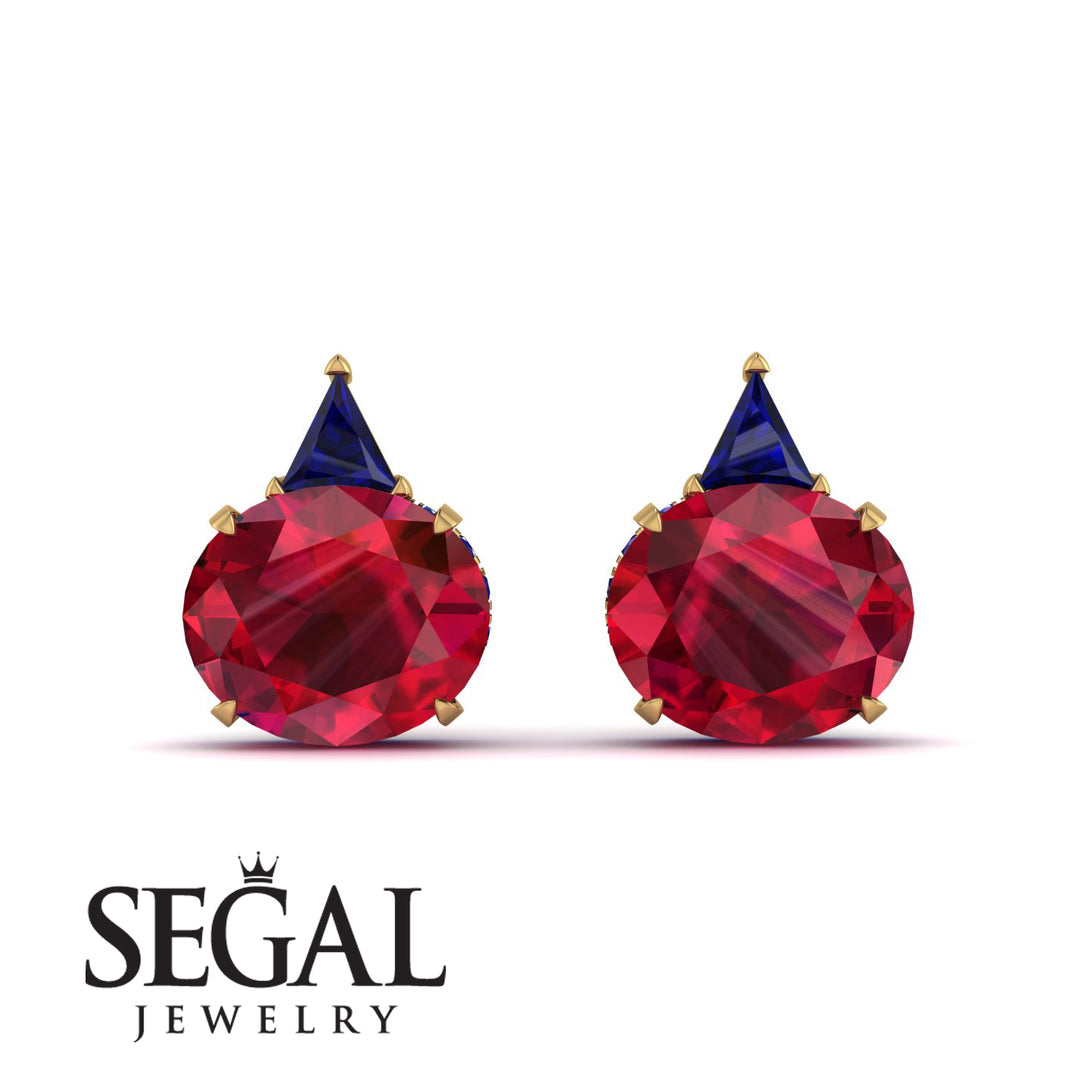 Hidden Halo Ruby Earrings - Rosalie No. 70