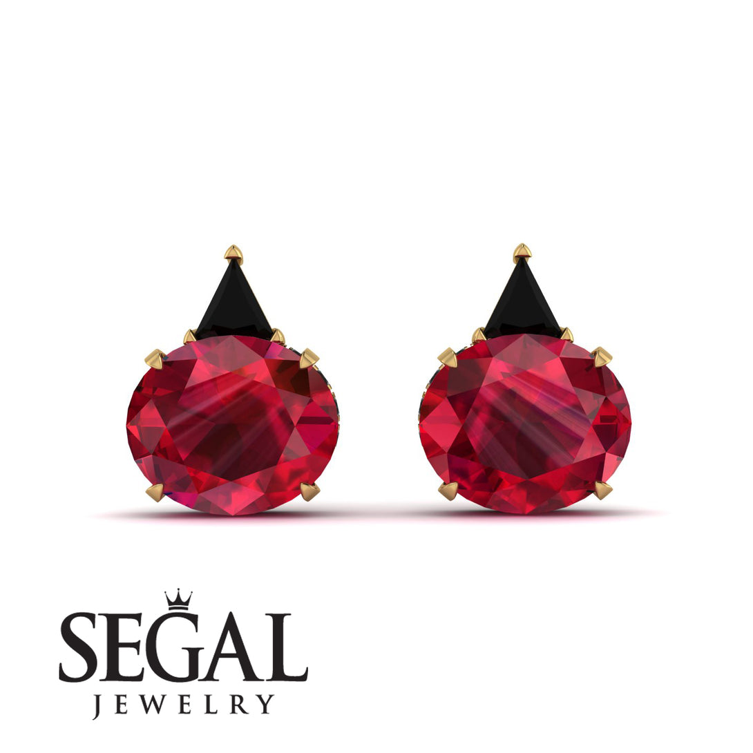 Hidden Halo Ruby Earrings - Rosalie No. 40