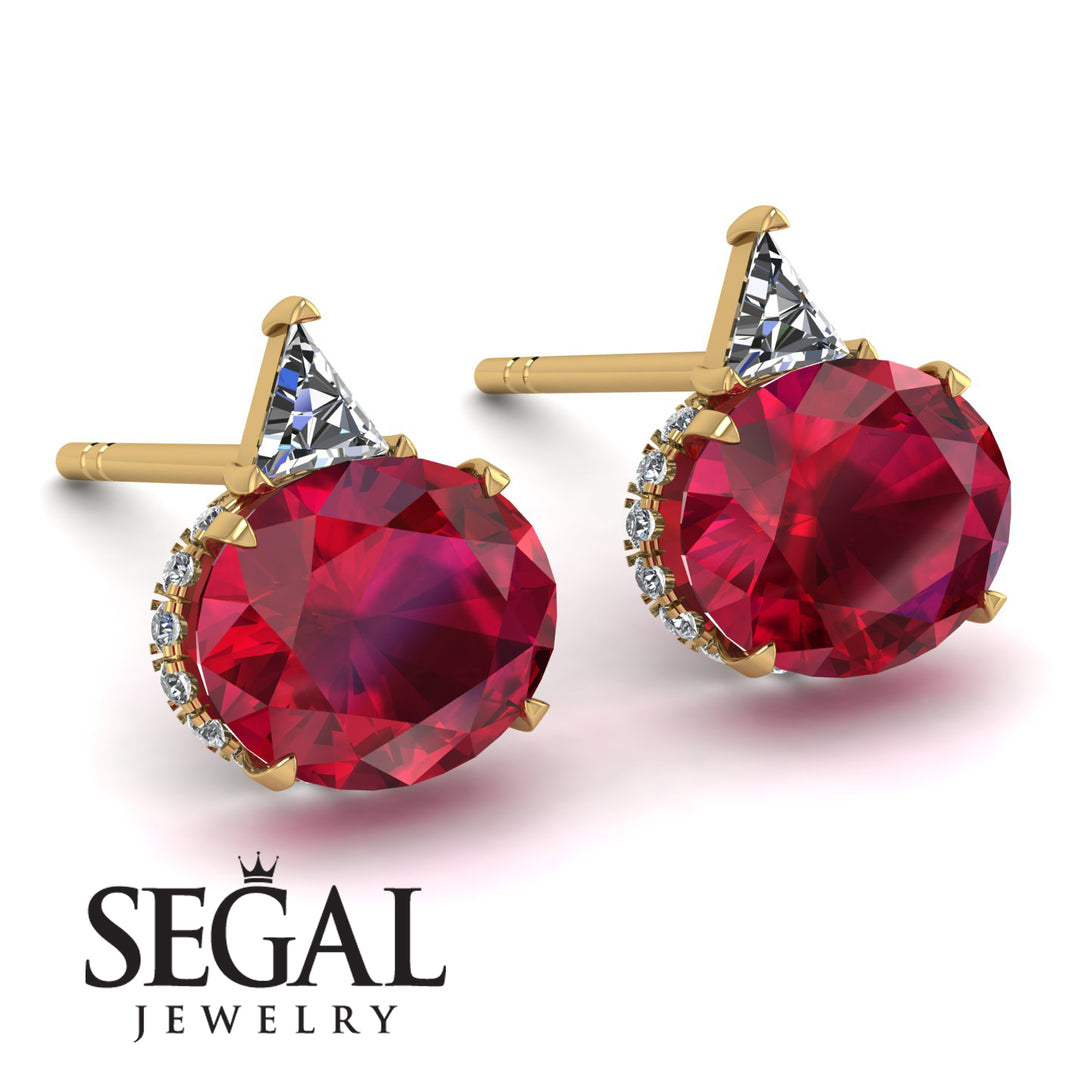 Hidden Halo Ruby Earrings - Rosalie No. 10