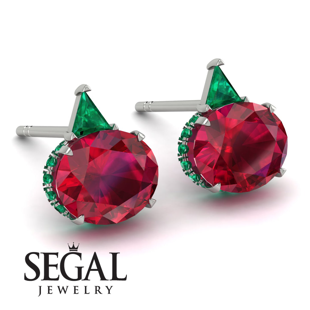 Hidden Halo Ruby Earrings - Rosalie No. 27