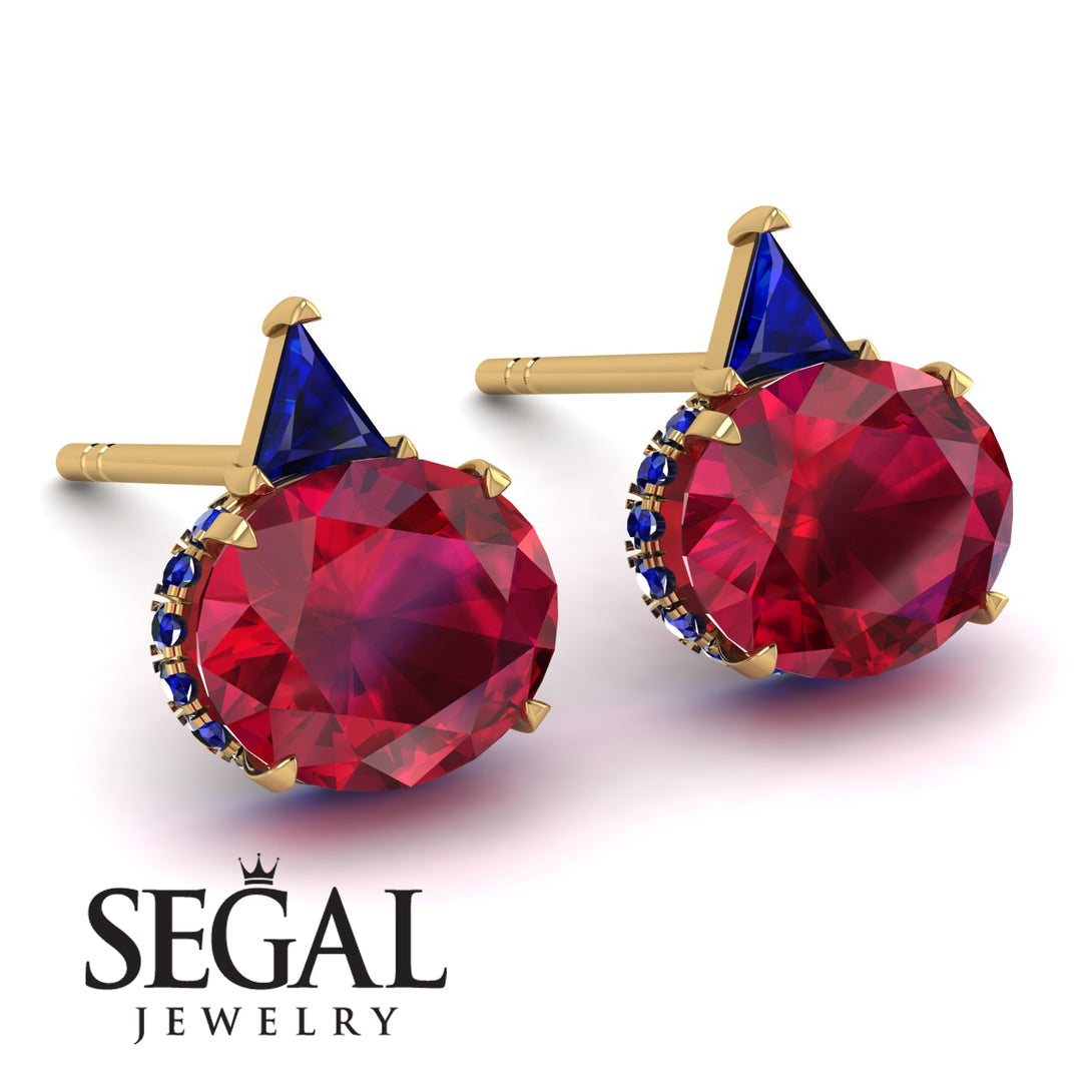 Hidden Halo Ruby Earrings - Rosalie No. 70