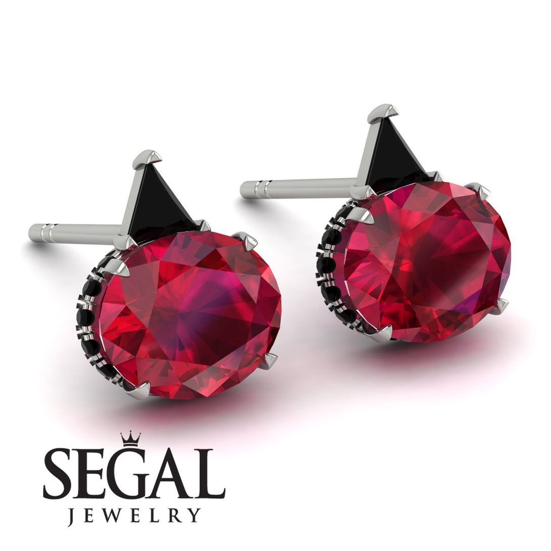 Hidden Halo Ruby Earrings - Rosalie No. 42