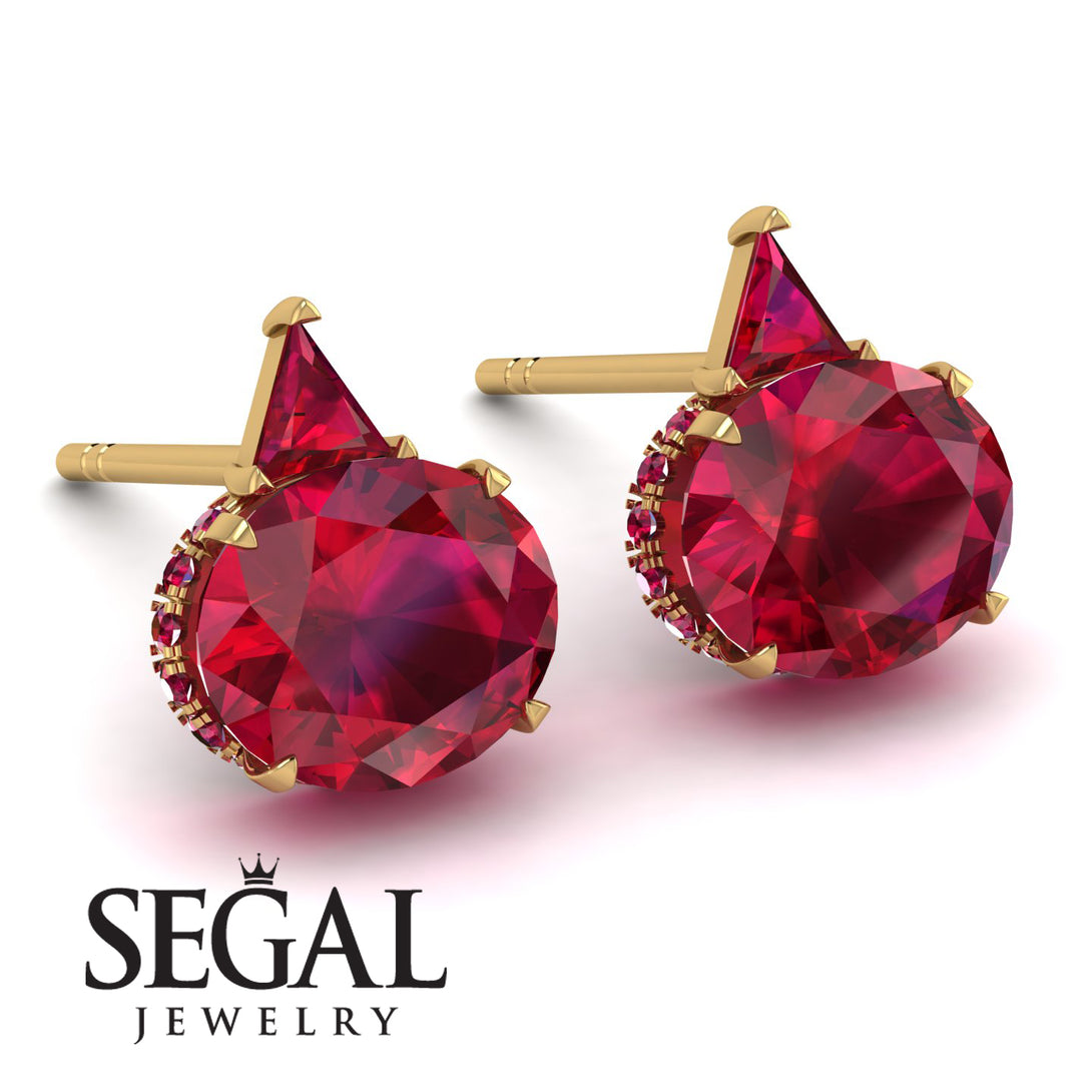 Hidden Halo Ruby Earrings - Rosalie No. 55