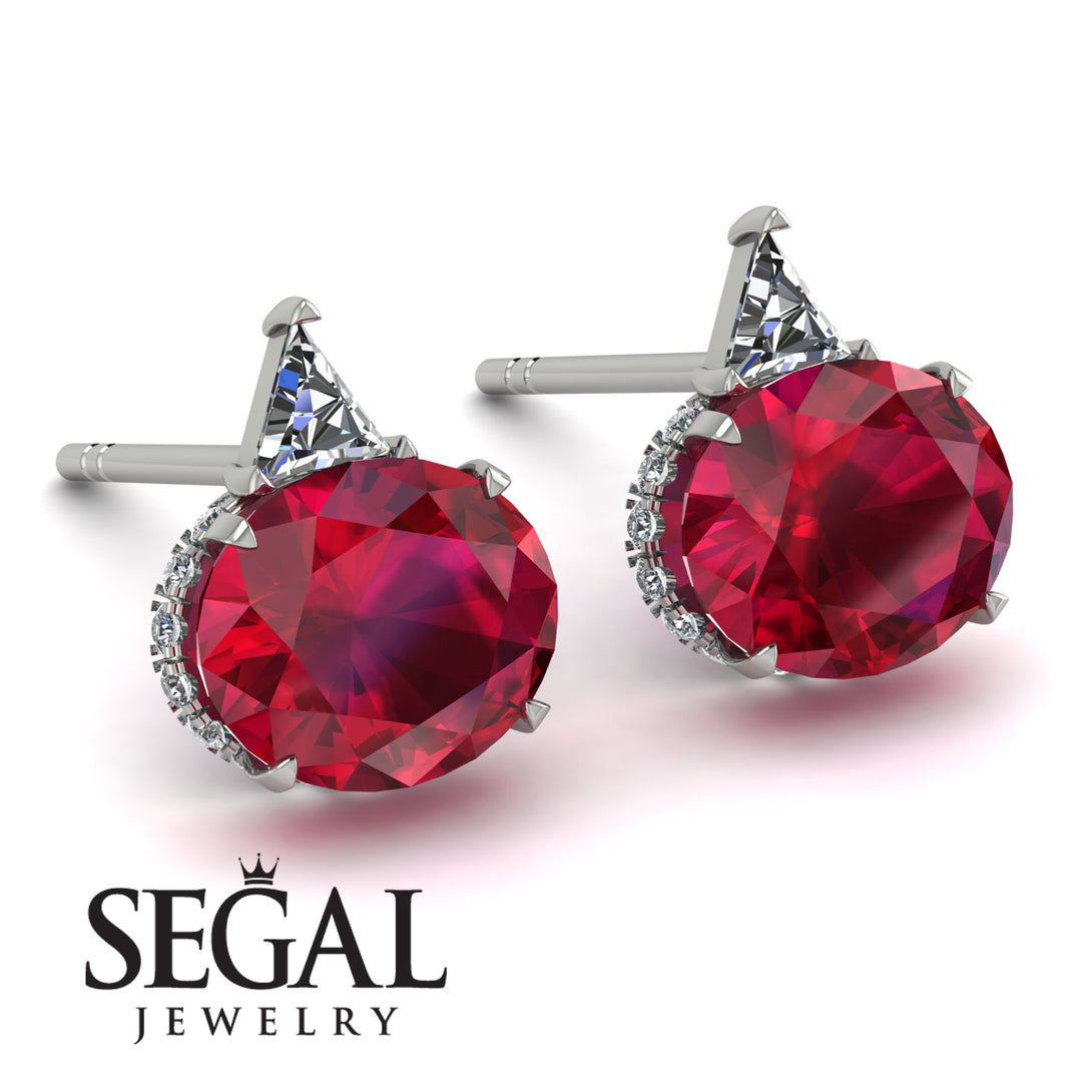 Hidden Halo Ruby Earrings - Rosalie No. 12