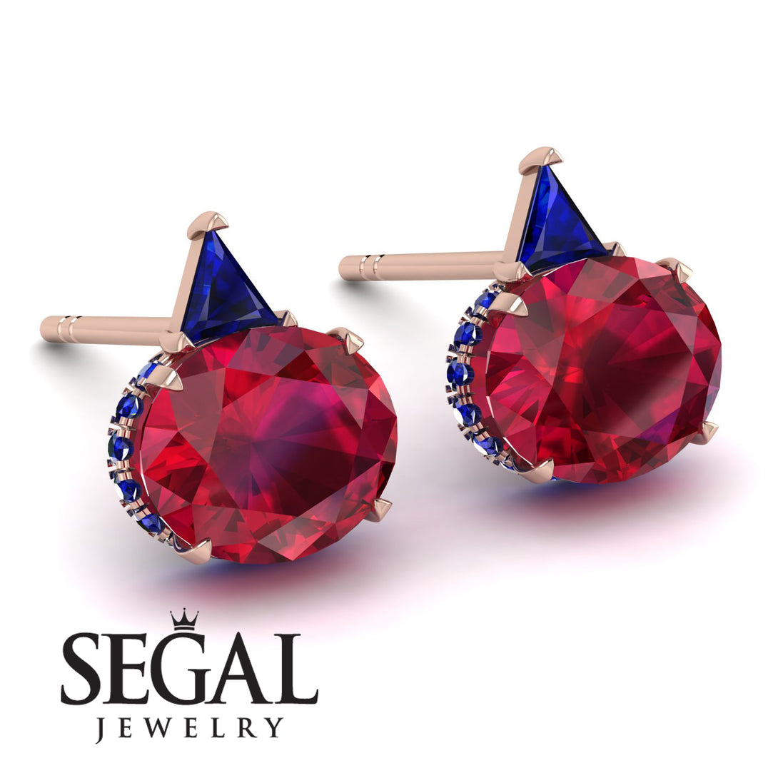 Hidden Halo Ruby Earrings - Rosalie No. 71