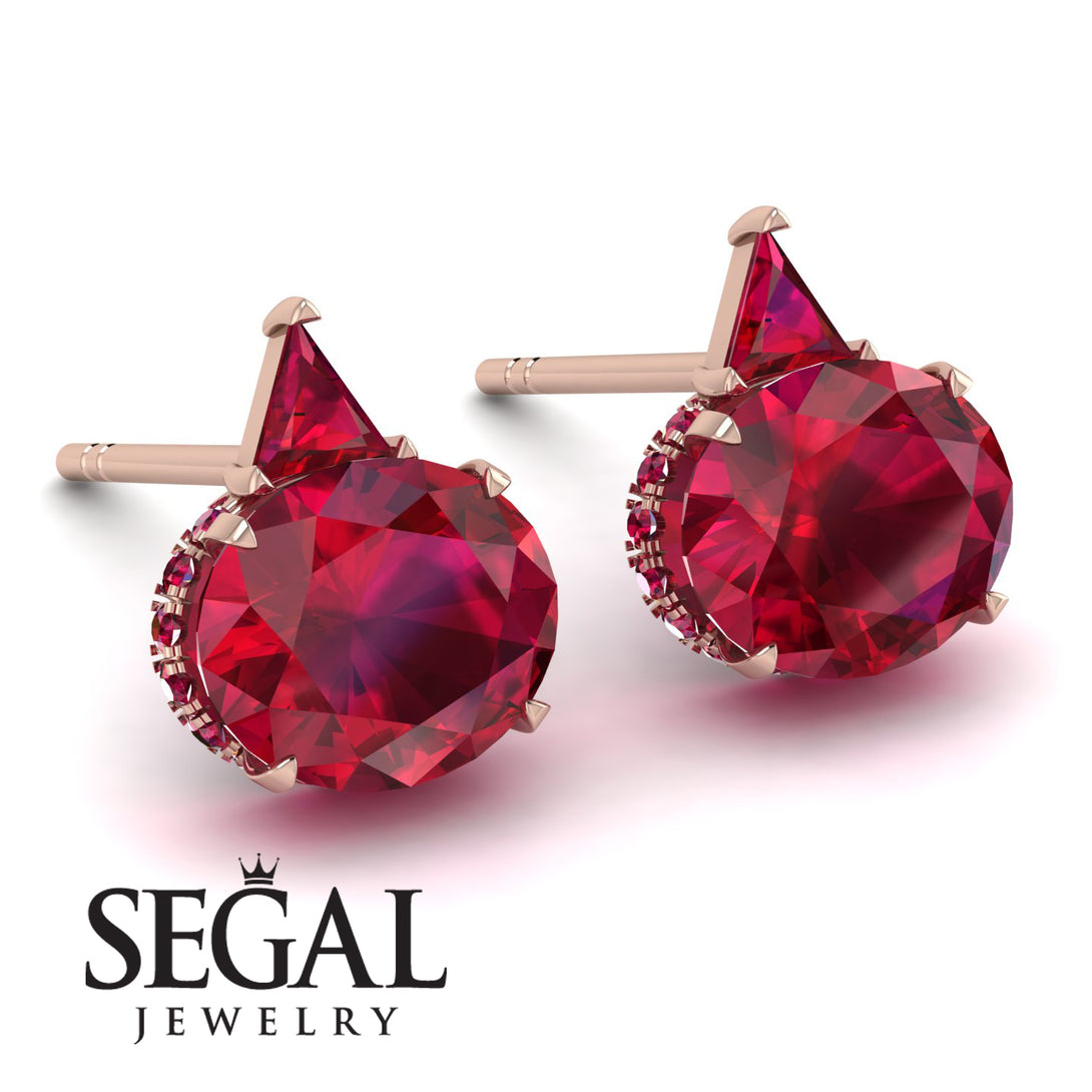 Hidden Halo Ruby Earrings - Rosalie No. 56