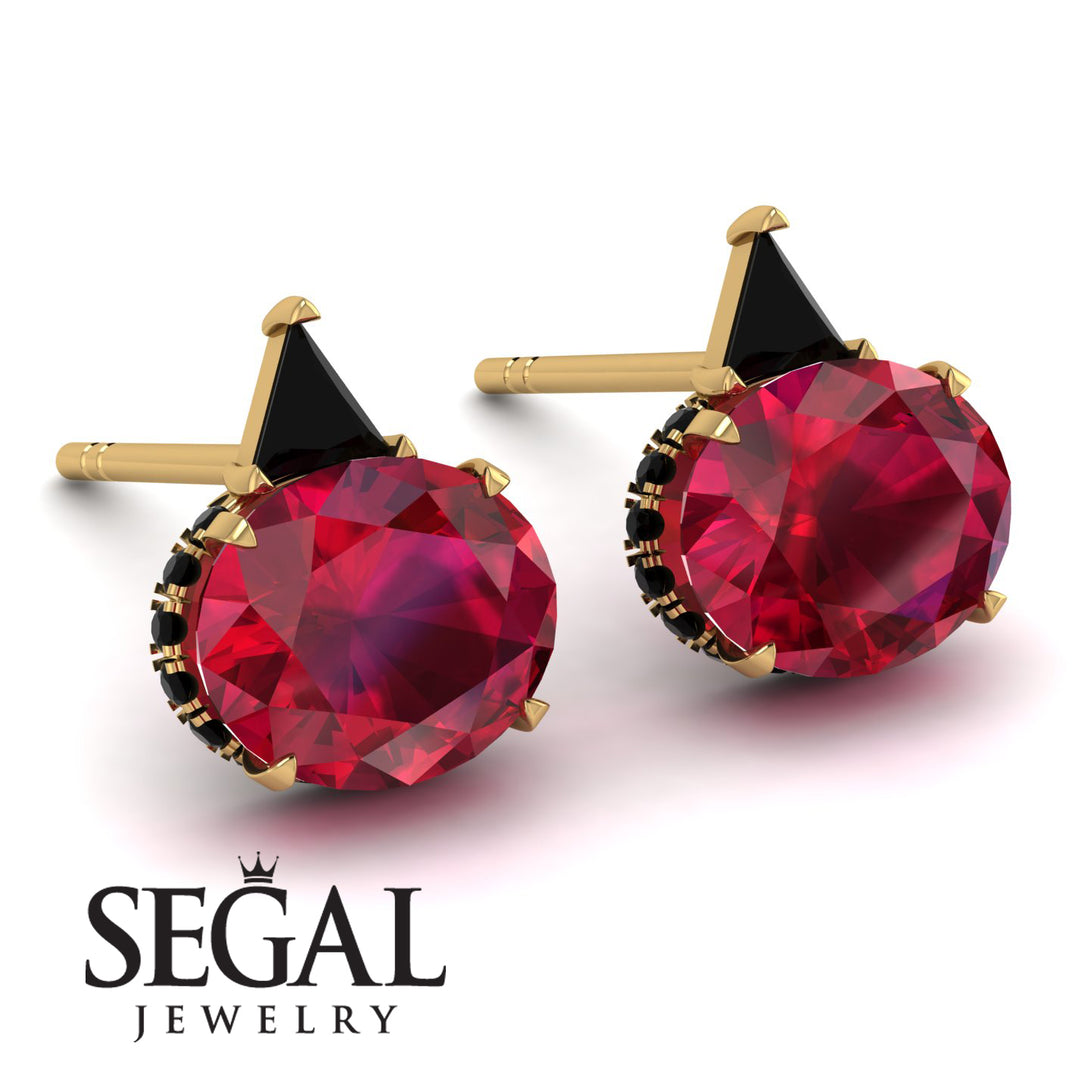 Hidden Halo Ruby Earrings - Rosalie No. 40