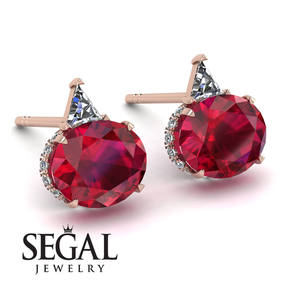 Hidden Halo Ruby Earrings - Rosalie No. 11