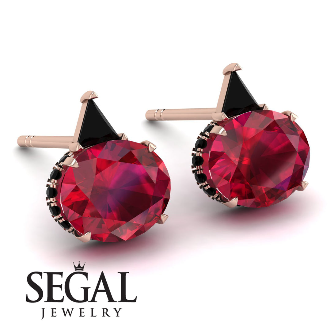 Hidden Halo Ruby Earrings - Rosalie No. 41
