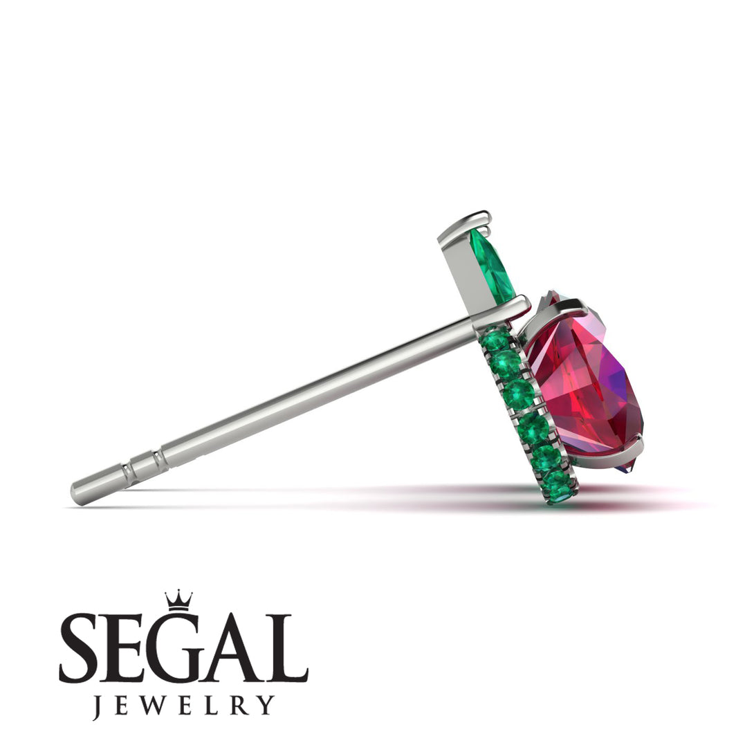 Hidden Halo Ruby Earrings - Rosalie No. 27