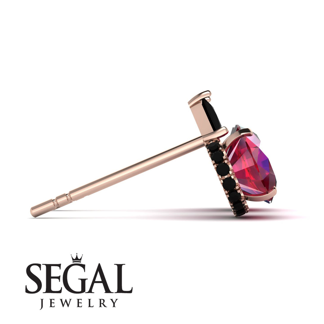 Hidden Halo Ruby Earrings - Rosalie No. 41
