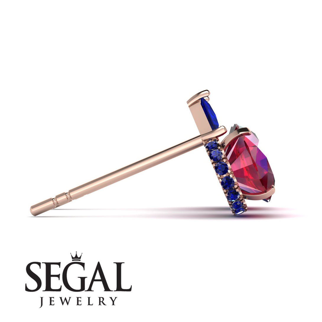 Hidden Halo Ruby Earrings - Rosalie No. 71