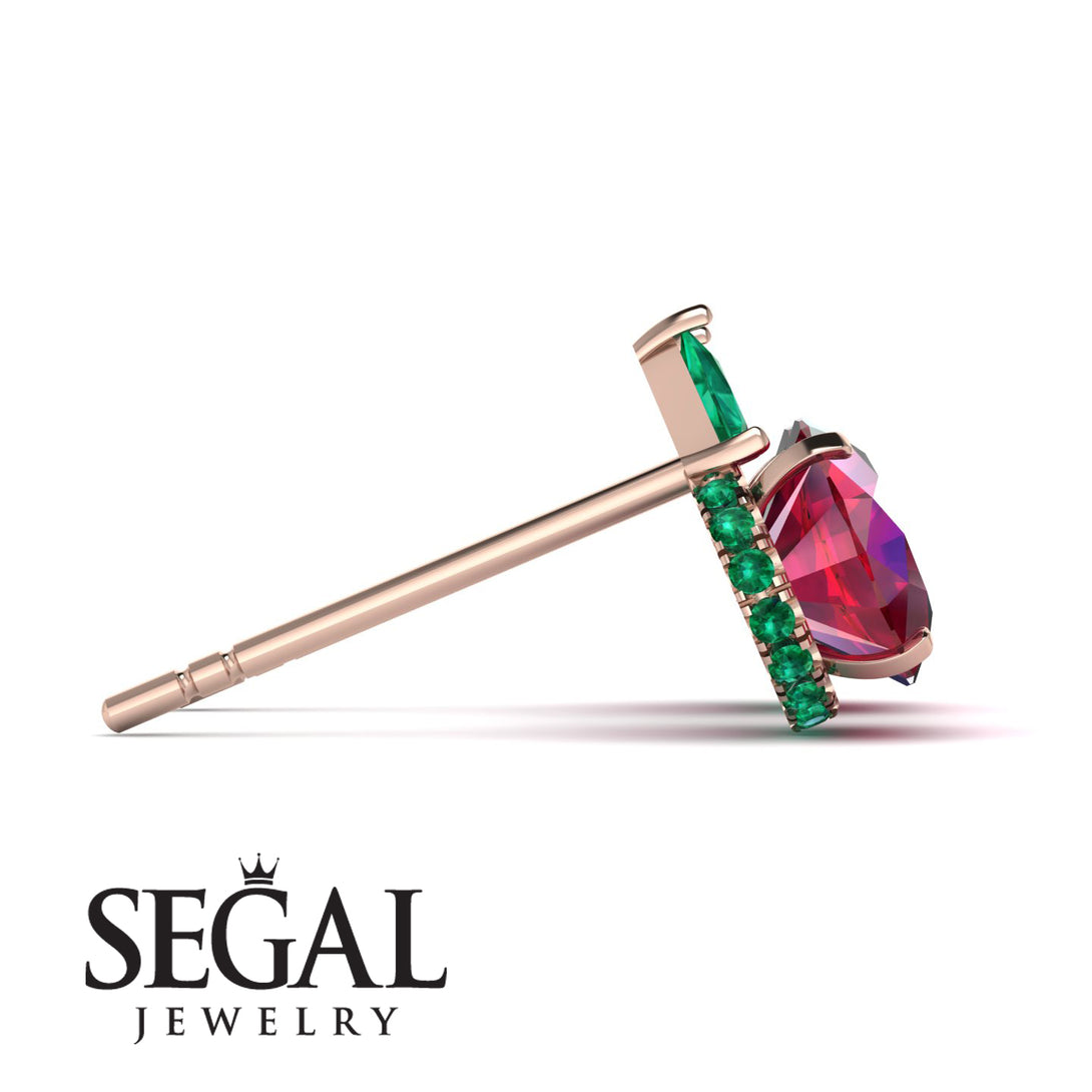 Hidden Halo Ruby Earrings - Rosalie No. 26