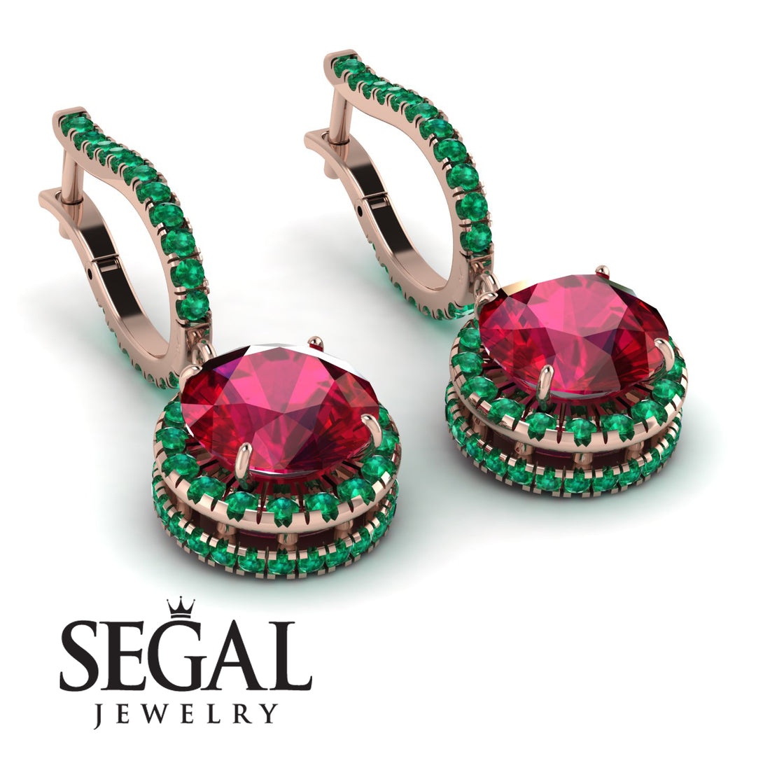 Hidden Halo Ruby Hoop Earrings - Catalina No. 26
