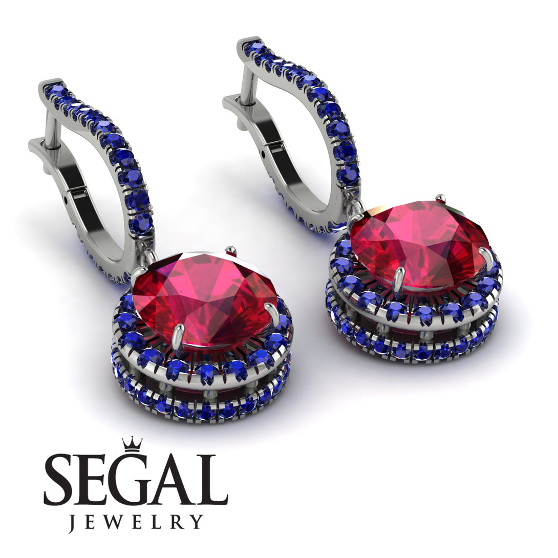 Hidden Halo Ruby Hoop Earrings - Catalina No. 72