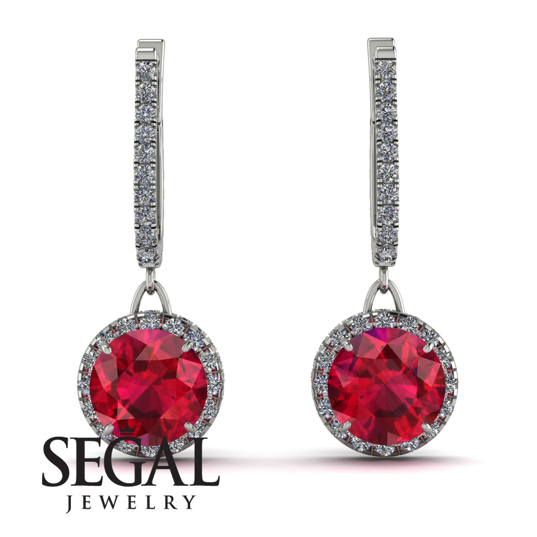 Hidden Halo Ruby Hoop Earrings - Catalina No. 12