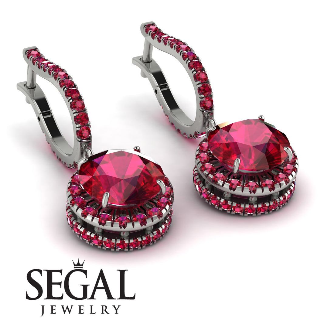 Hidden Halo Ruby Hoop Earrings - Catalina No. 57