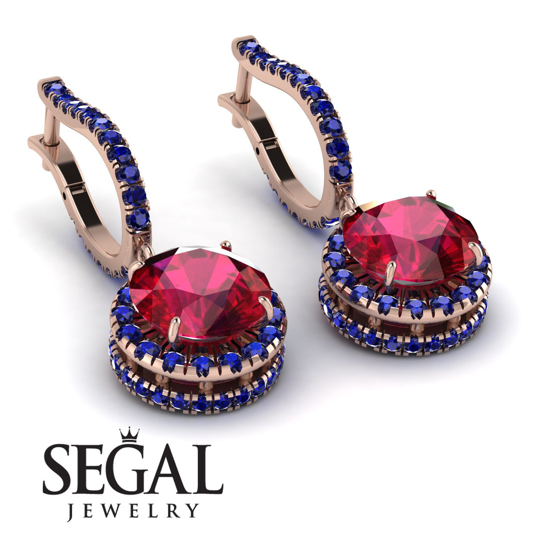 Hidden Halo Ruby Hoop Earrings - Catalina No. 71