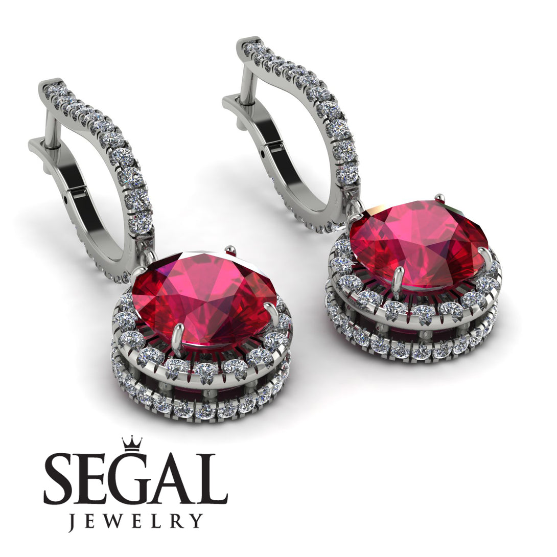 Hidden Halo Ruby Hoop Earrings - Catalina No. 12