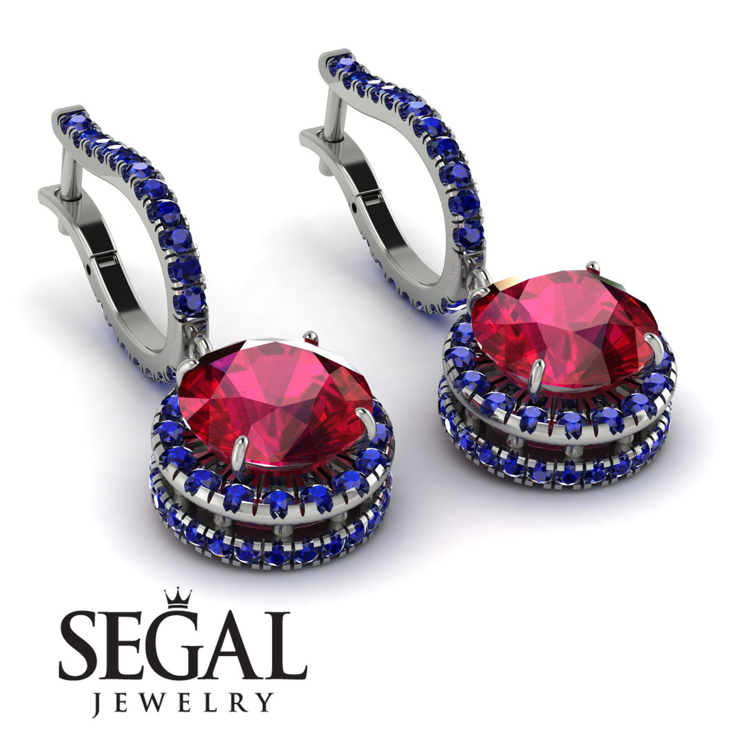 Hidden Halo Ruby Hoop Earrings - Catalina No. 72