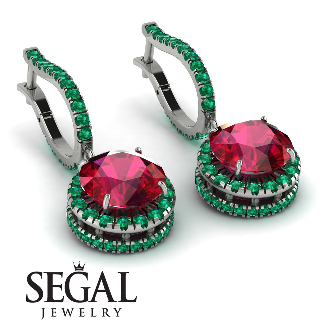 Hidden Halo Ruby Hoop Earrings - Catalina No. 27
