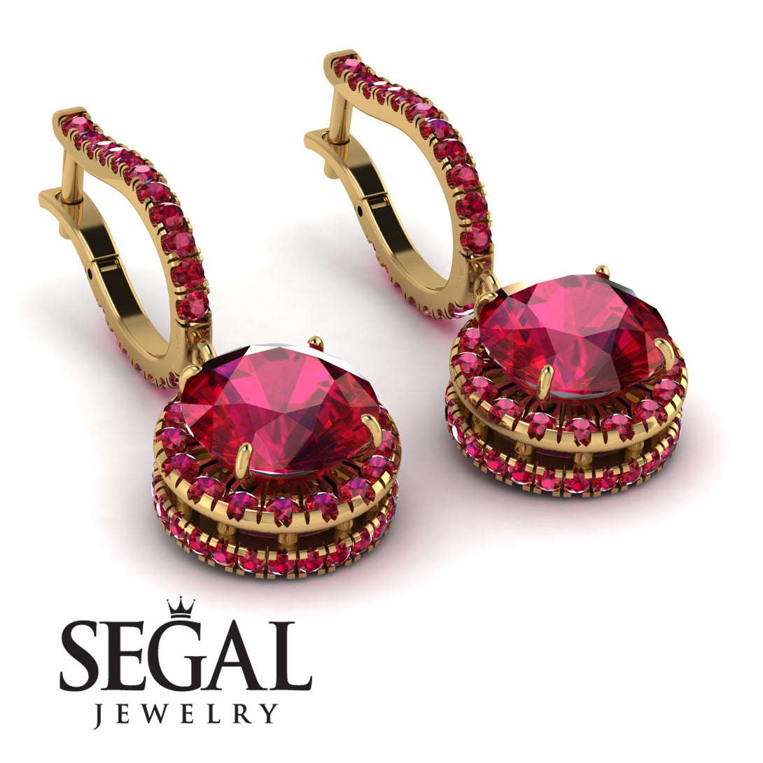 Hidden Halo Ruby Hoop Earrings - Catalina No. 55