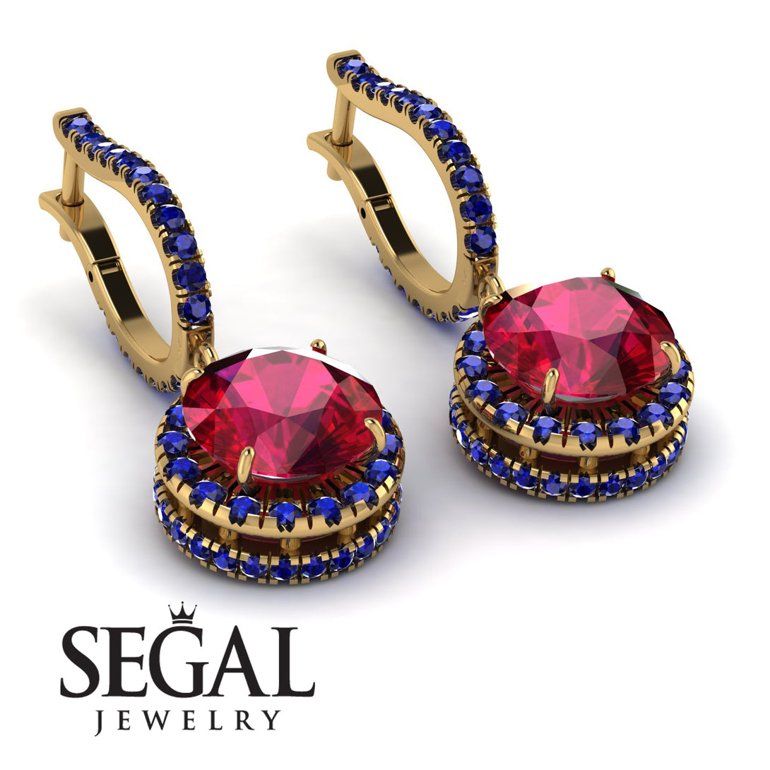 Hidden Halo Ruby Hoop Earrings - Catalina No. 70