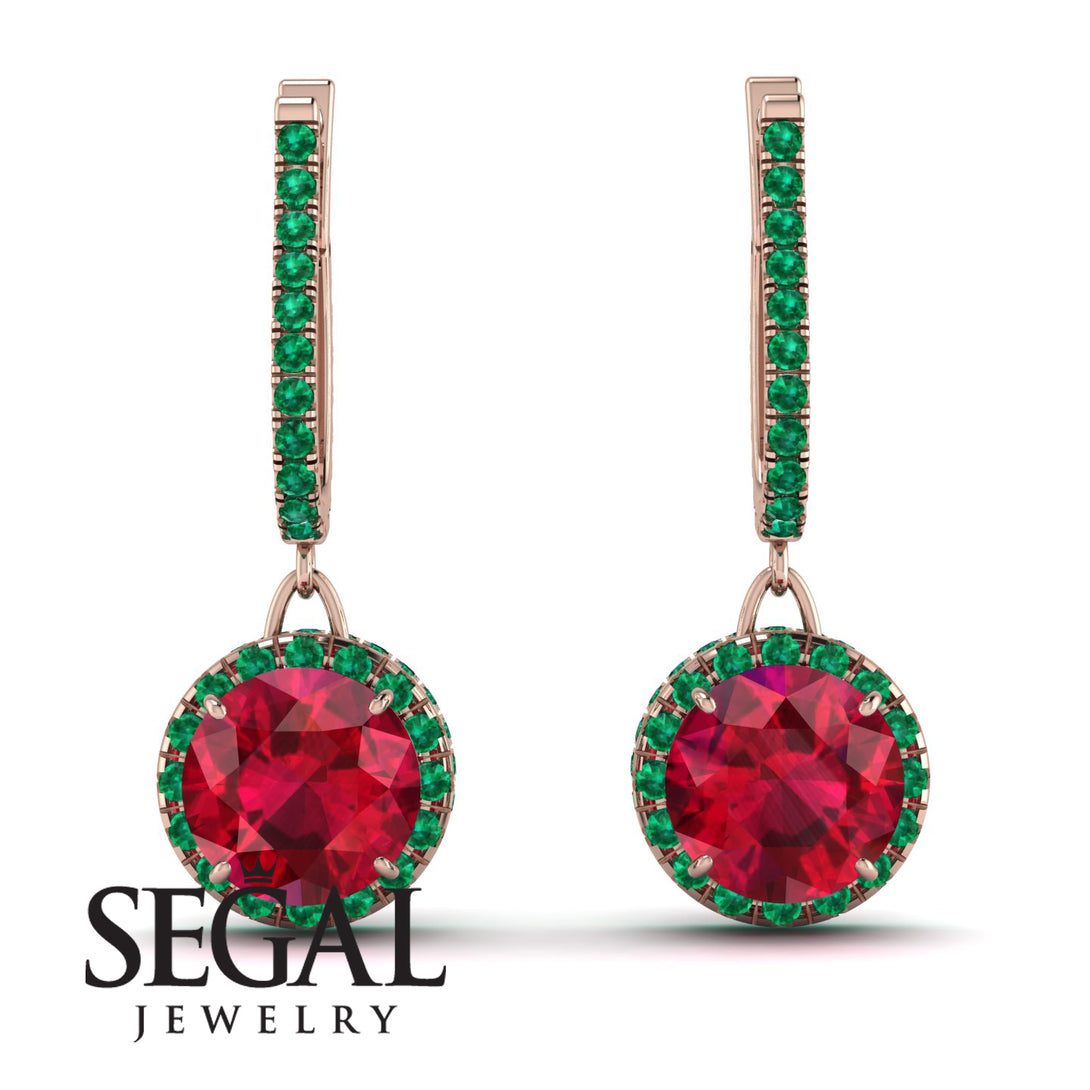 Hidden Halo Ruby Hoop Earrings - Catalina No. 26