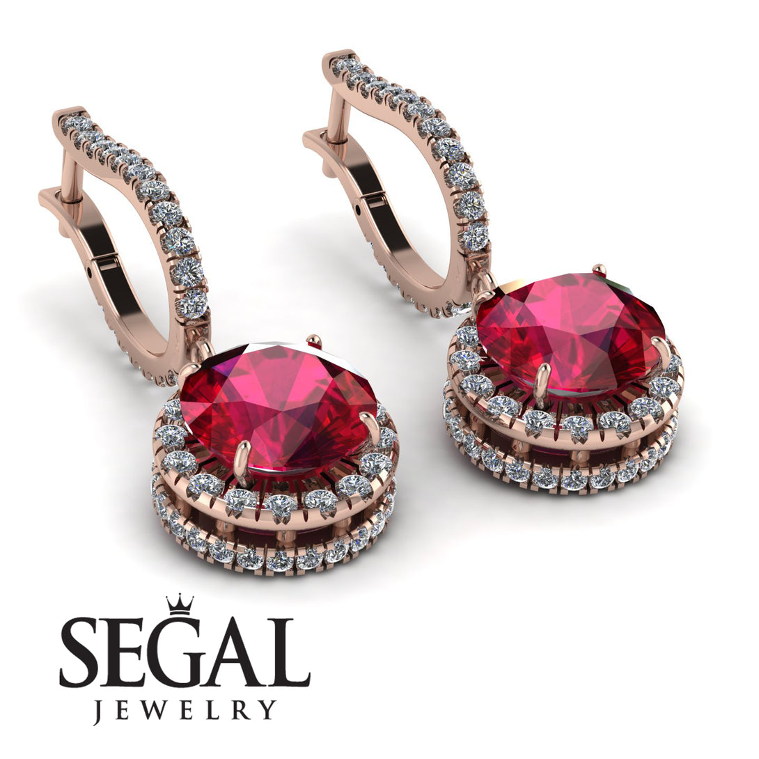 Hidden Halo Ruby Hoop Earrings - Catalina No. 11