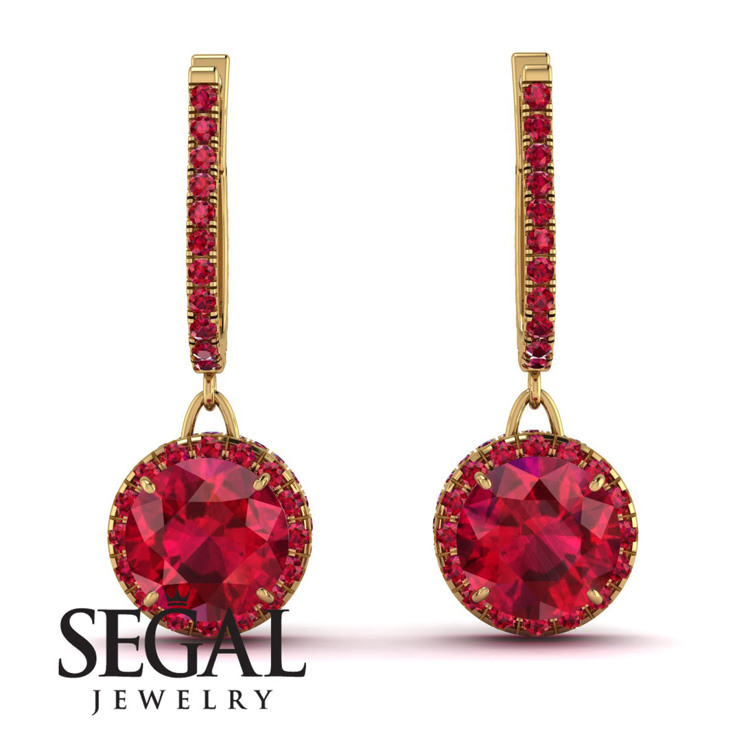 Hidden Halo Ruby Hoop Earrings - Catalina No. 55