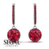 Hidden Halo Ruby Hoop Earrings - Catalina No. 57
