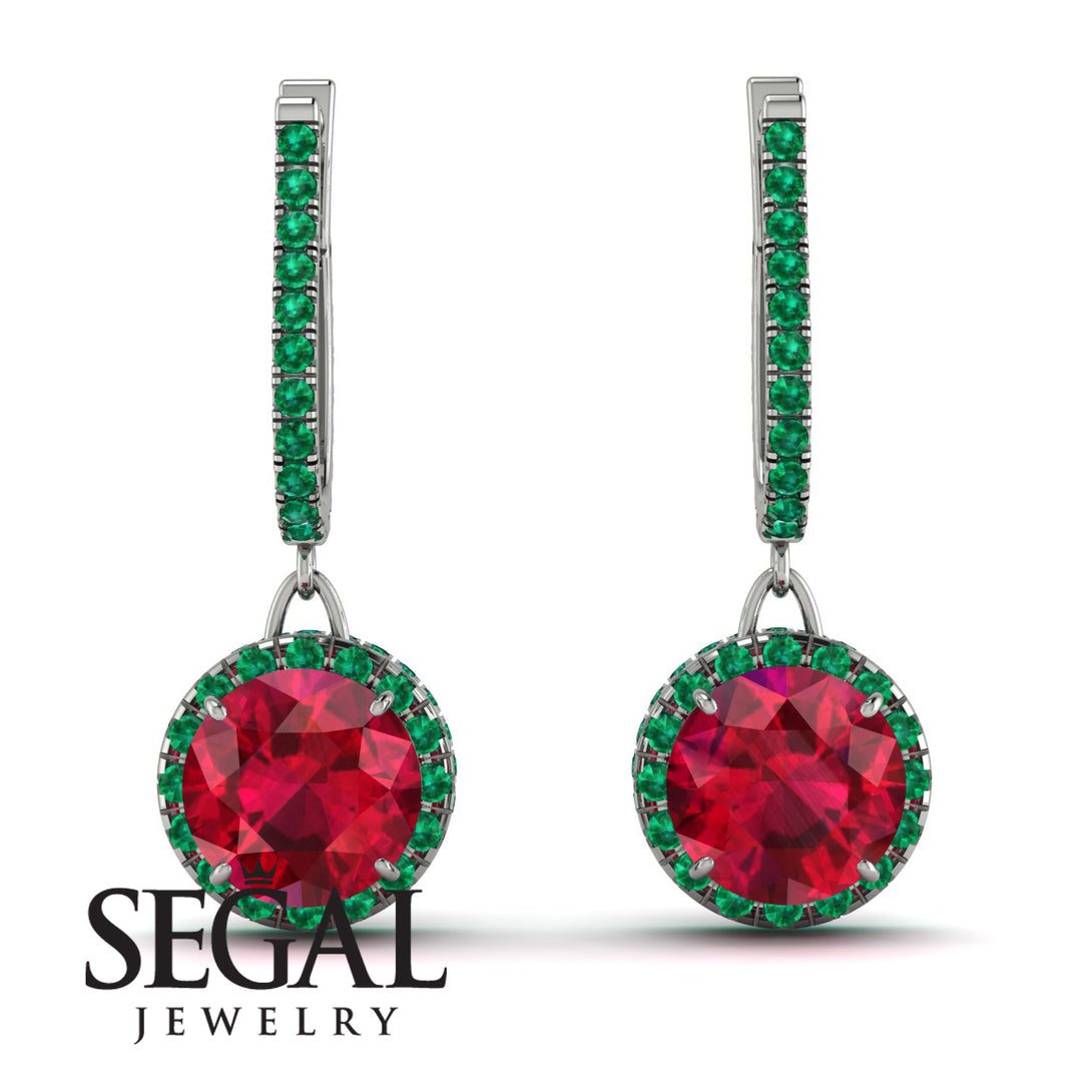 Hidden Halo Ruby Hoop Earrings - Catalina No. 27