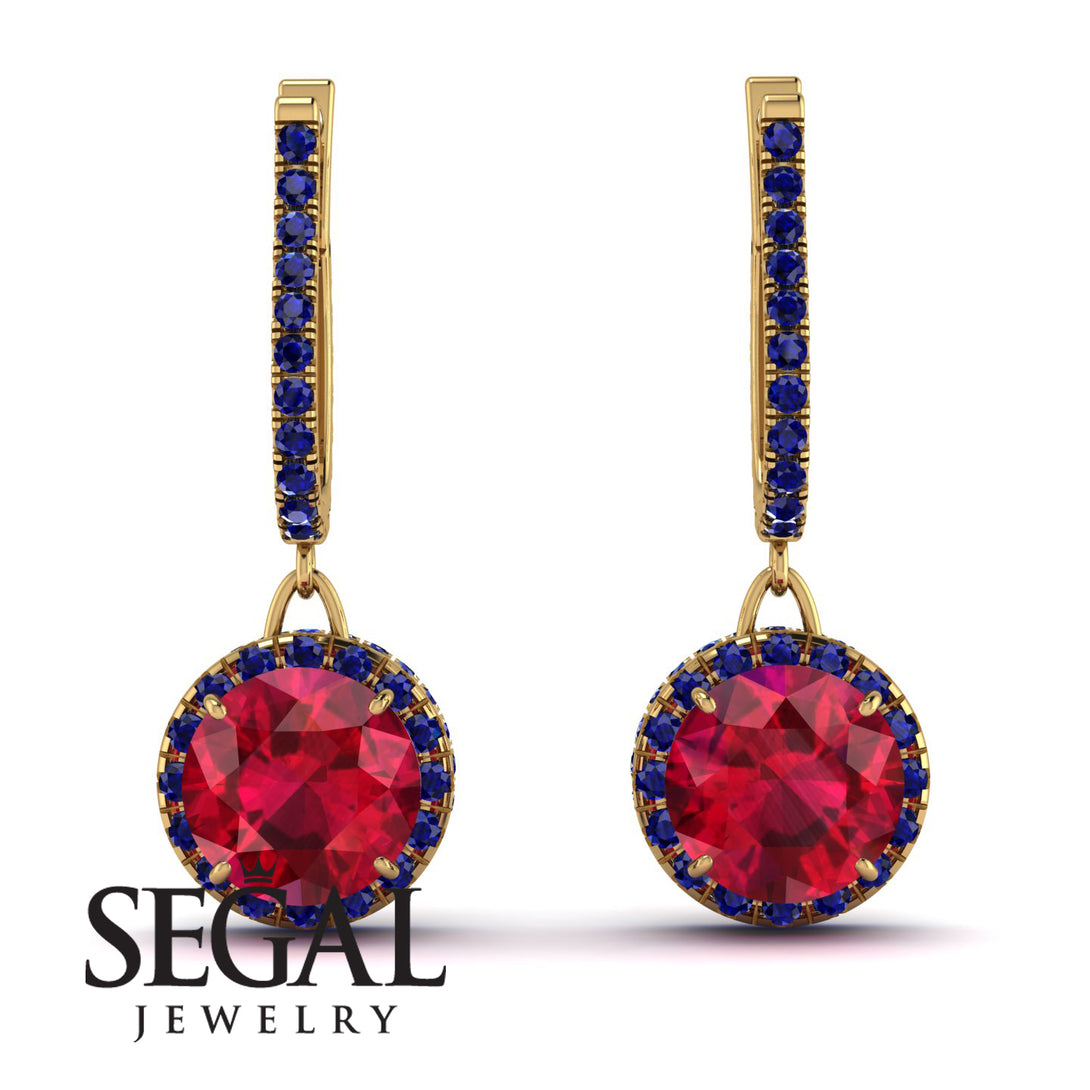 Hidden Halo Ruby Hoop Earrings - Catalina No. 70