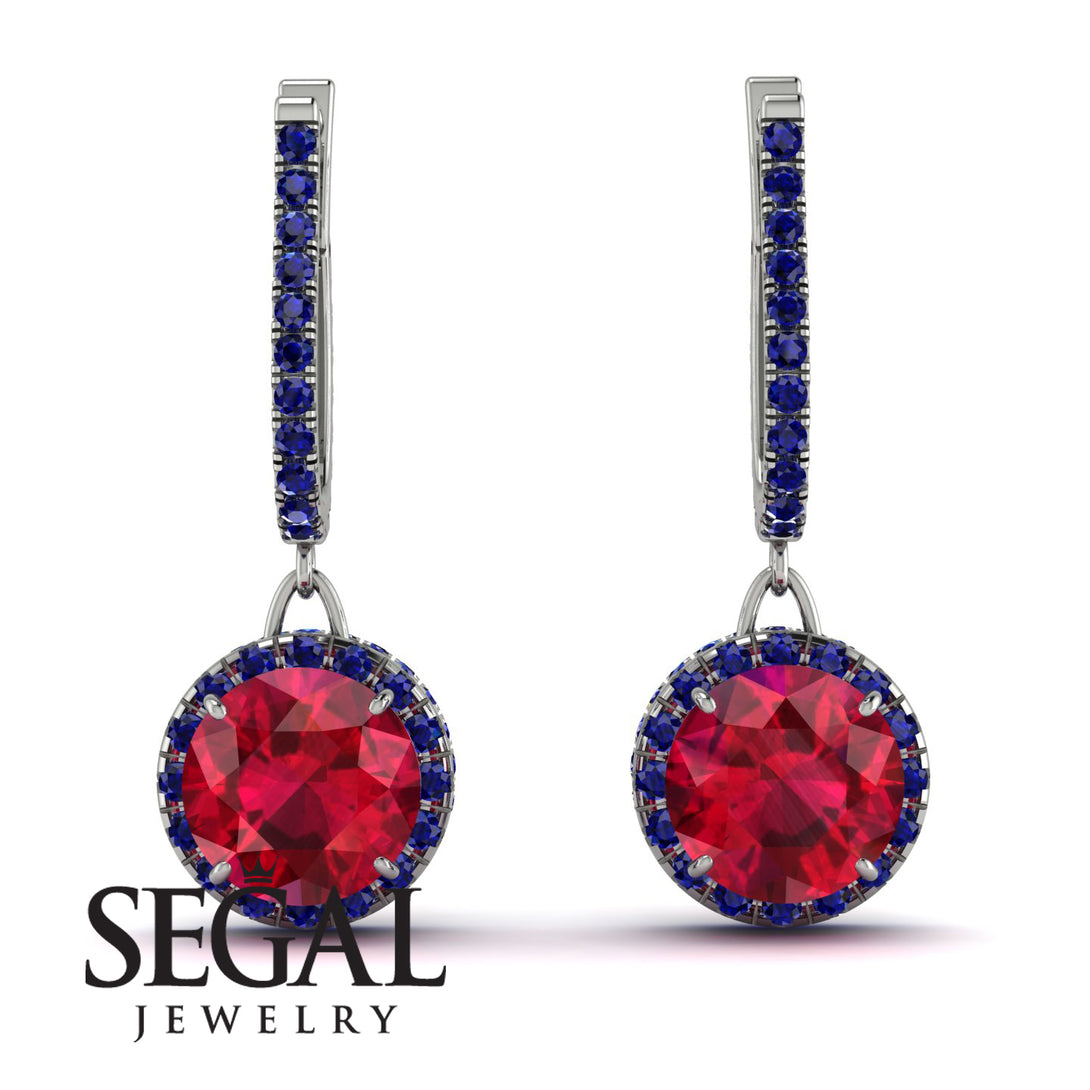 Hidden Halo Ruby Hoop Earrings - Catalina No. 72