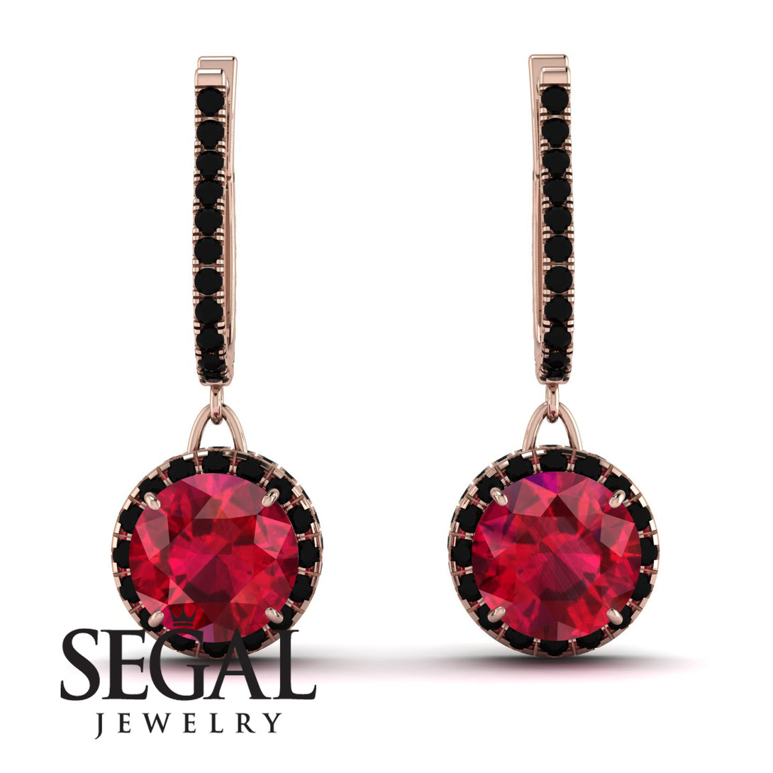 Hidden Halo Ruby Hoop Earrings - Catalina No. 41