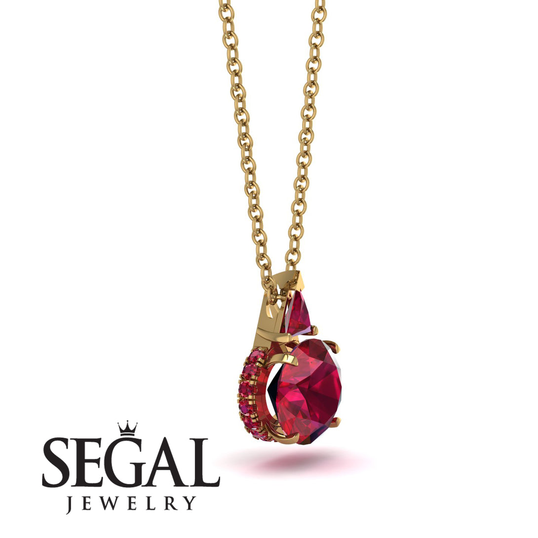 Hidden Halo Ruby Necklace - Rosalie No. 55