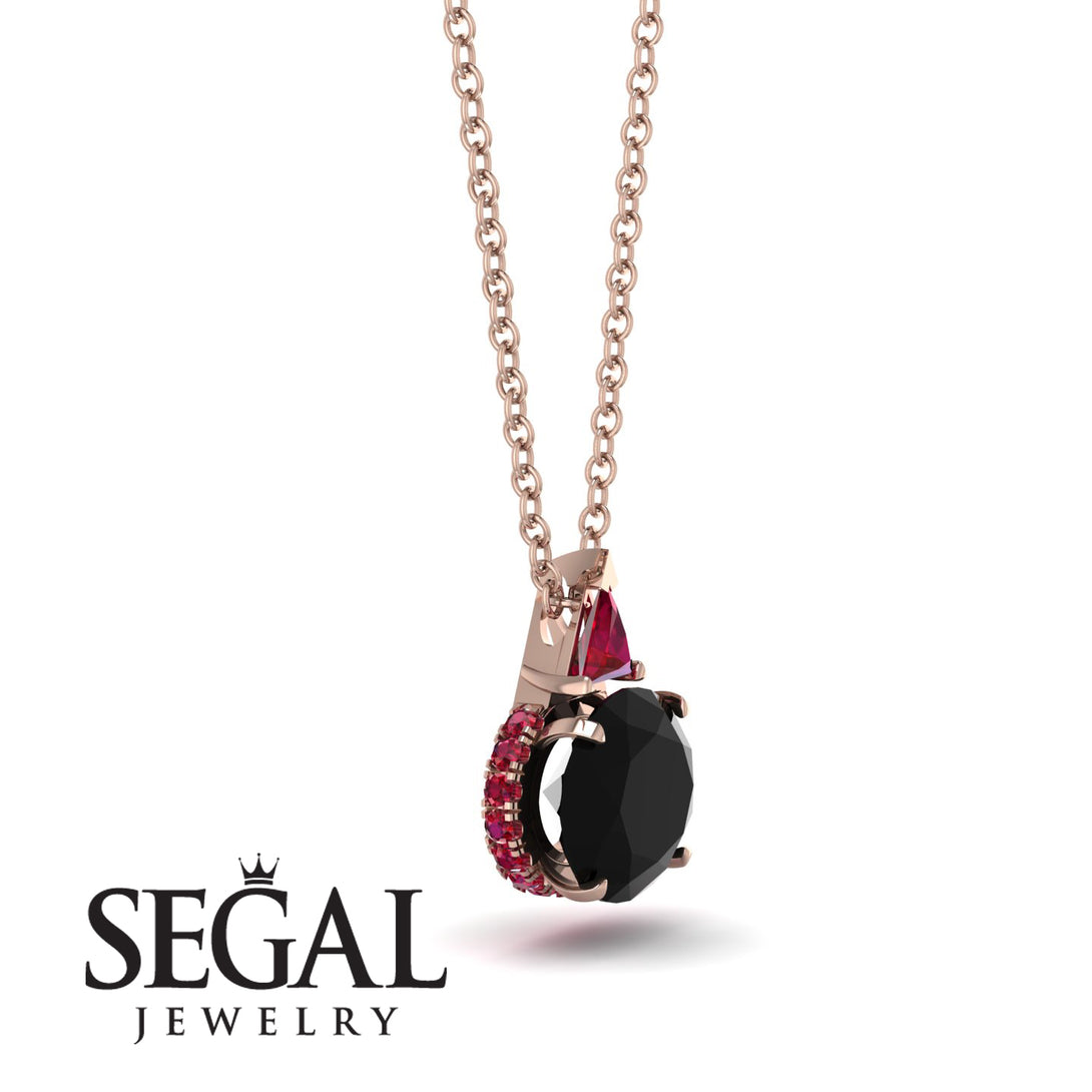 Hidden Halo Black Diamond Necklace - Rosalie No. 53