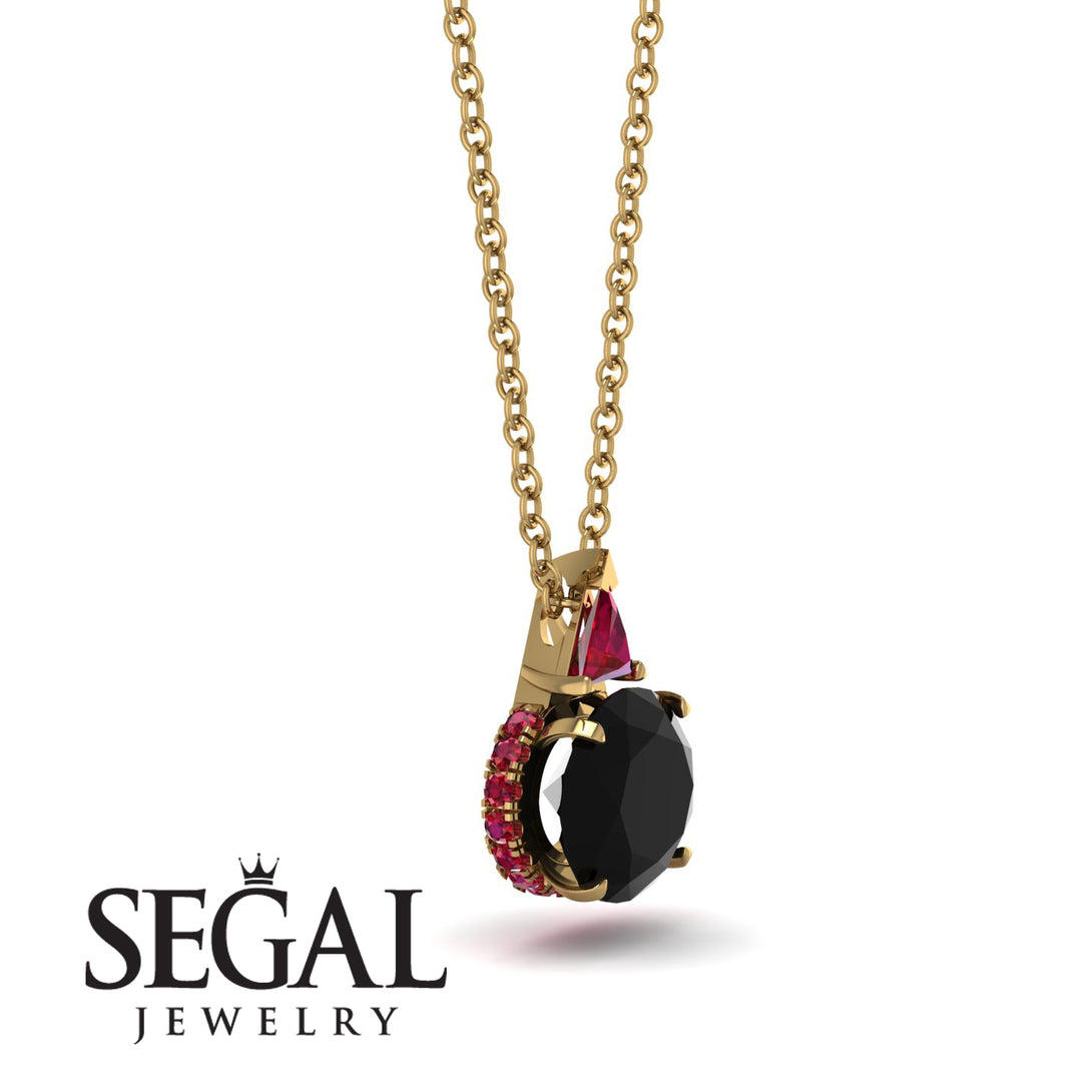 Hidden Halo Black Diamond Necklace - Rosalie No. 52