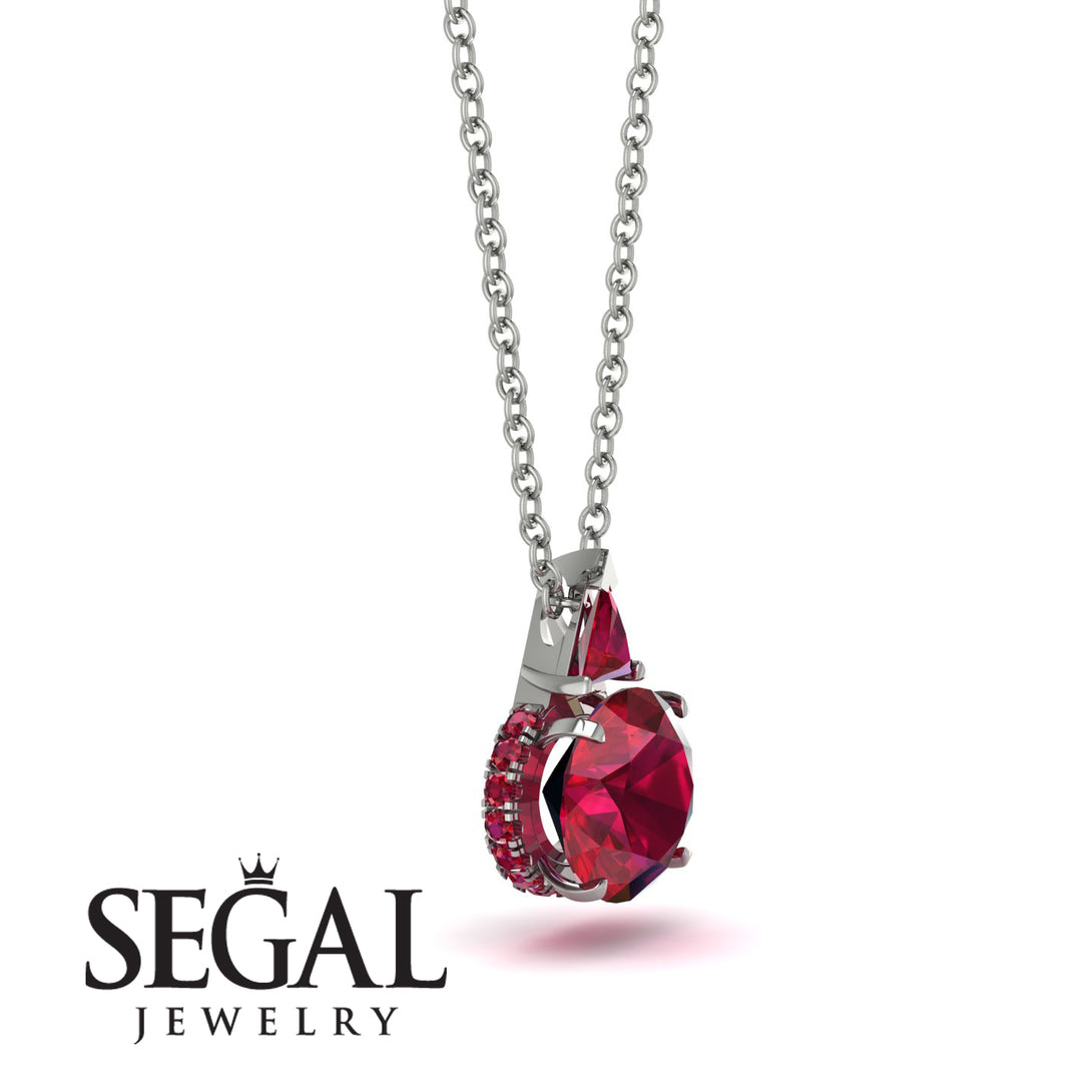 Hidden Halo Ruby Necklace - Rosalie No. 57