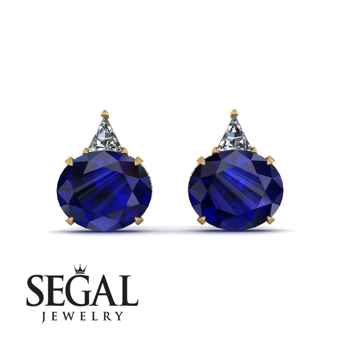 Hidden Halo Sapphire Earrings - Rosalie No. 13