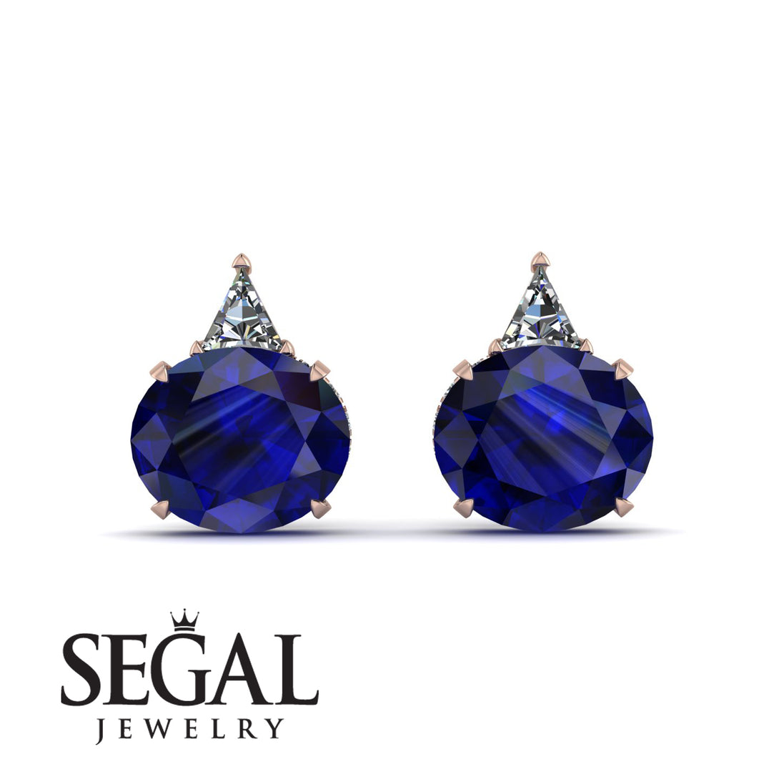 Hidden Halo Sapphire Earrings - Rosalie No. 14
