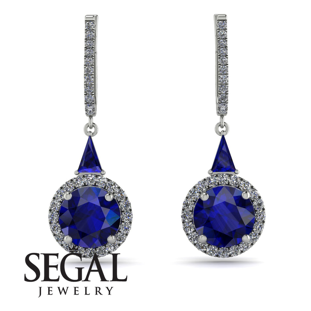Hidden Halo Sapphire Earrings - Joanna No. 15