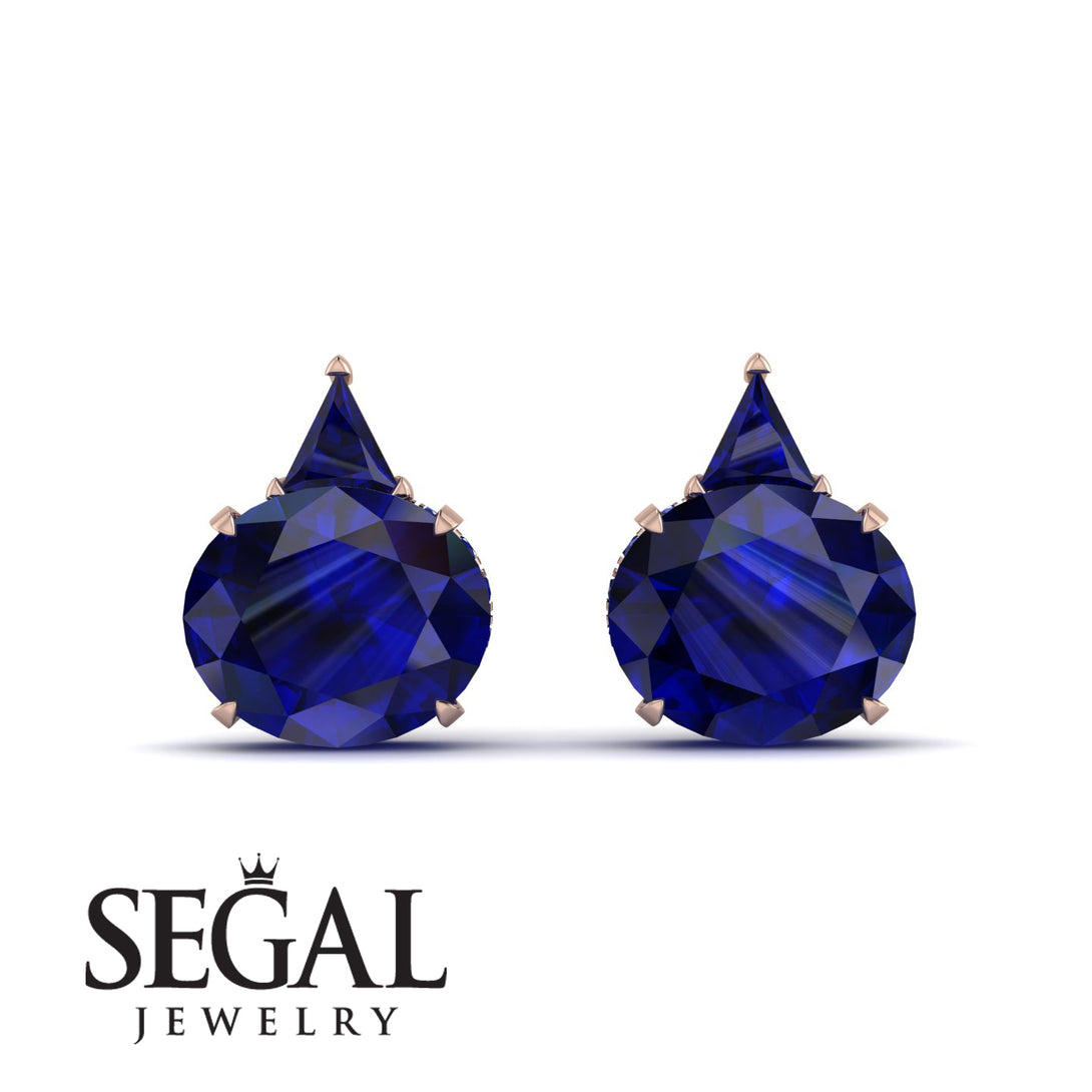 Hidden Halo Sapphire Earrings - Rosalie No. 74