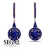 Hidden Halo Sapphire Earrings - Joanna No. 74