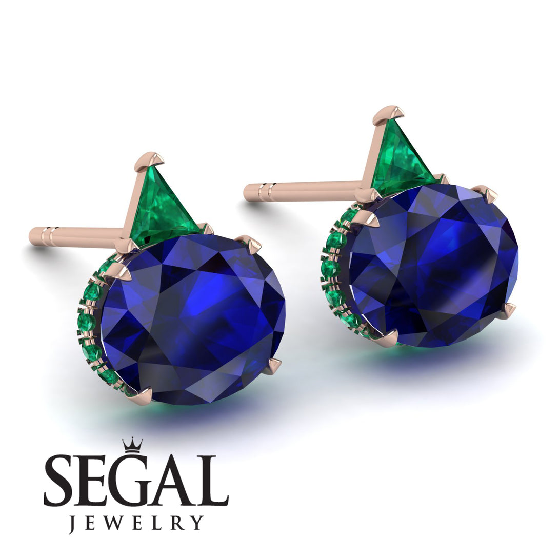 Hidden Halo Sapphire Earrings - Rosalie No. 29
